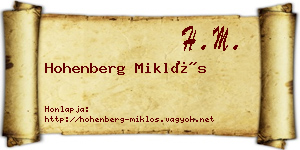 Hohenberg Miklós névjegykártya
