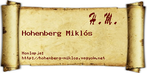 Hohenberg Miklós névjegykártya